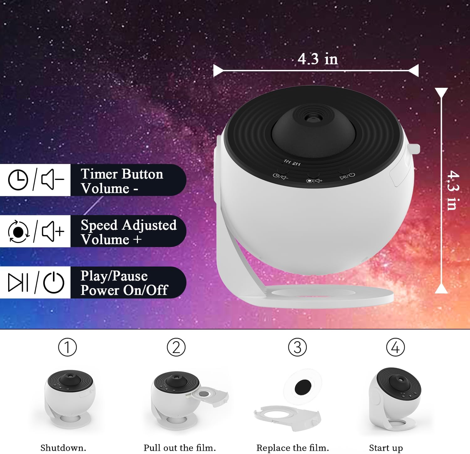 Galaxy Projector for Bedroom HD Image Star Projector 13 Film Discs kids Planetarium Projector with 360° Rotating and 1/2h Timer