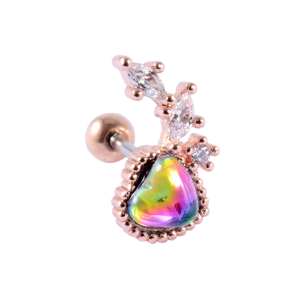 1PC Stainless Steel Multicolor Cz Tragus Cartilage Earrings Crystal Feather Ear Helix Tragus Earrings Lobe Piercing Jewelry 20G: Antique Bronze Plated