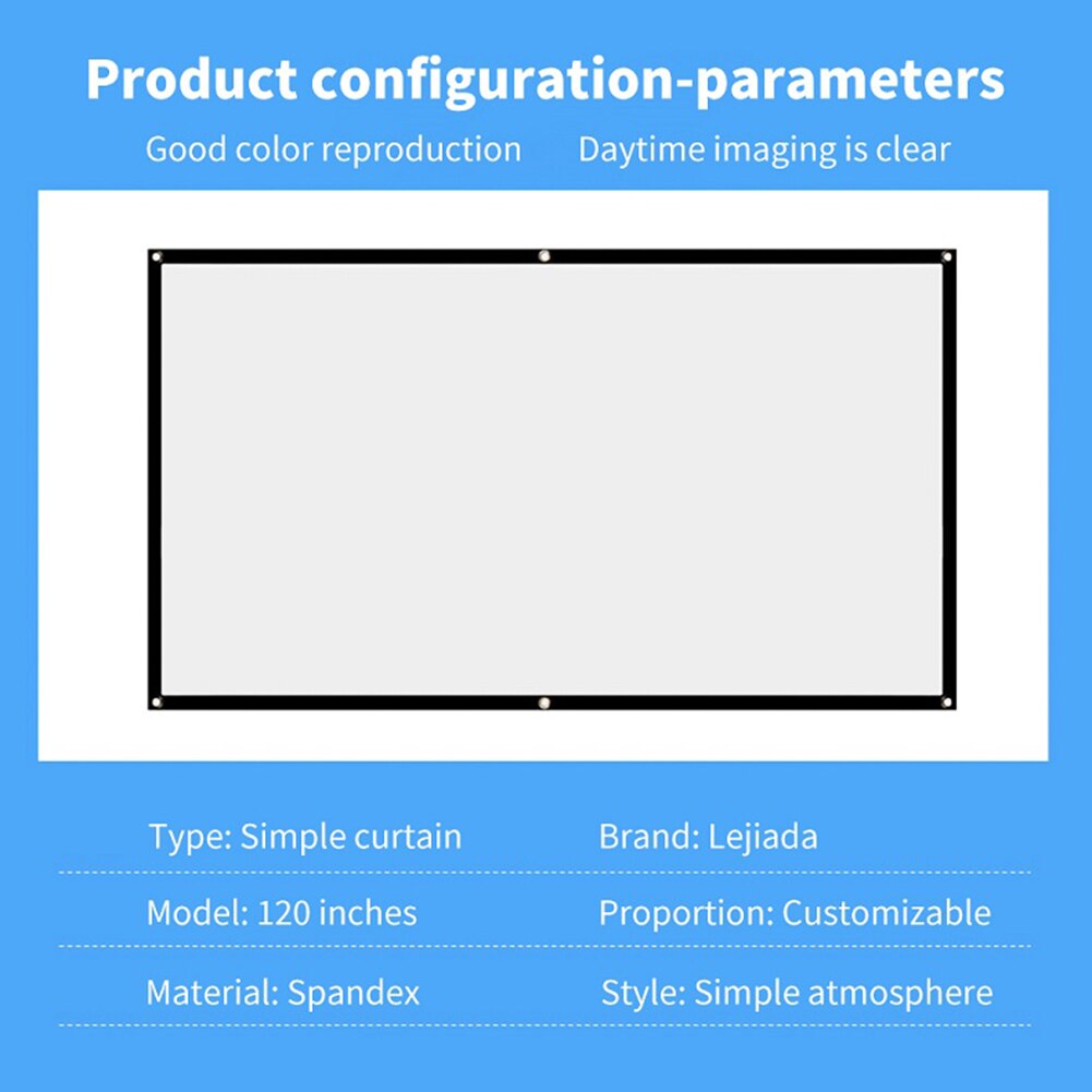 Portable 16:9 simple projector curtain set hd display screen household bedroom decoration for home outdoor office