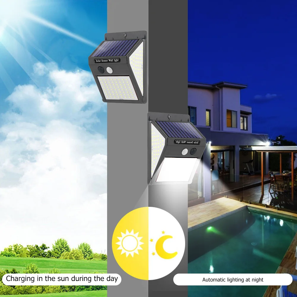 144 LED Solar Light Wireless PIR Motion Sensor Waterproof Wall Lamp Solar Powered Sunlight Street Lamp Garden Decor