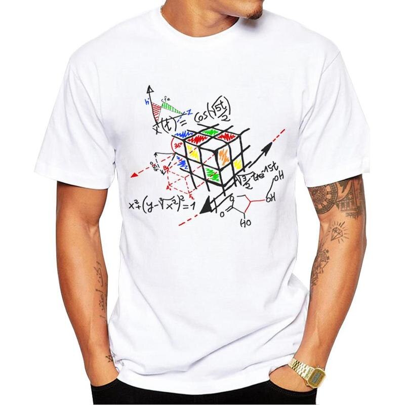 Math Work Men T-shirt Short Sleeve Hipster Tops Math cube Printed t shirts: XL