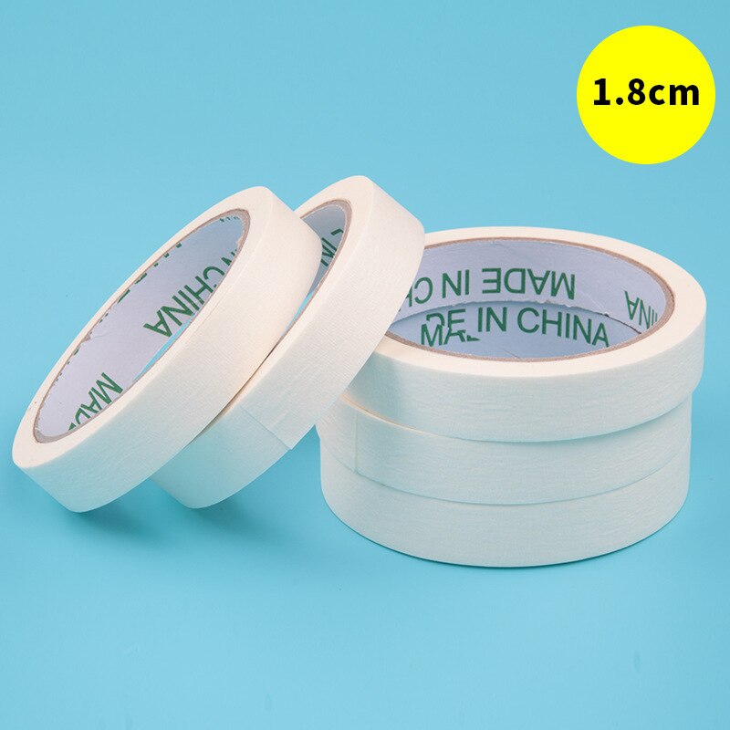 1pcs 12/18/24/36mm Masking Tape art painting white Car Spraying Single Side Adhesive Tape for House Oil Painting Sketch 20m Long: 1.8cm wide