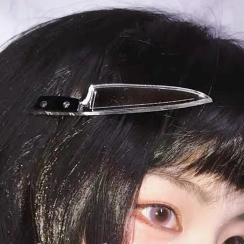 Harajuku Acrylic Knife Hair Clips for Women Girl Gothic Funny Dagger Hairpin Y2K Jewelry Hair Accessories Silver Color Barrettes