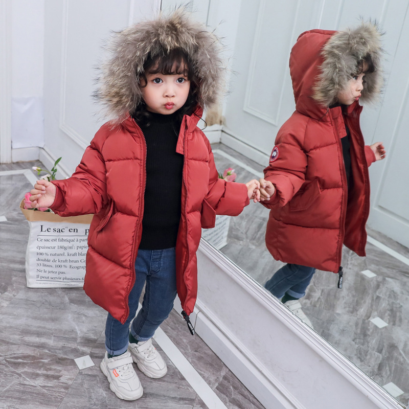 Vêtements d'hiver en coton et en duvet pour enfants | Col en fourrure, pour moyennes et petits enfants, veste épaisse et chaude en coton, à capuche,