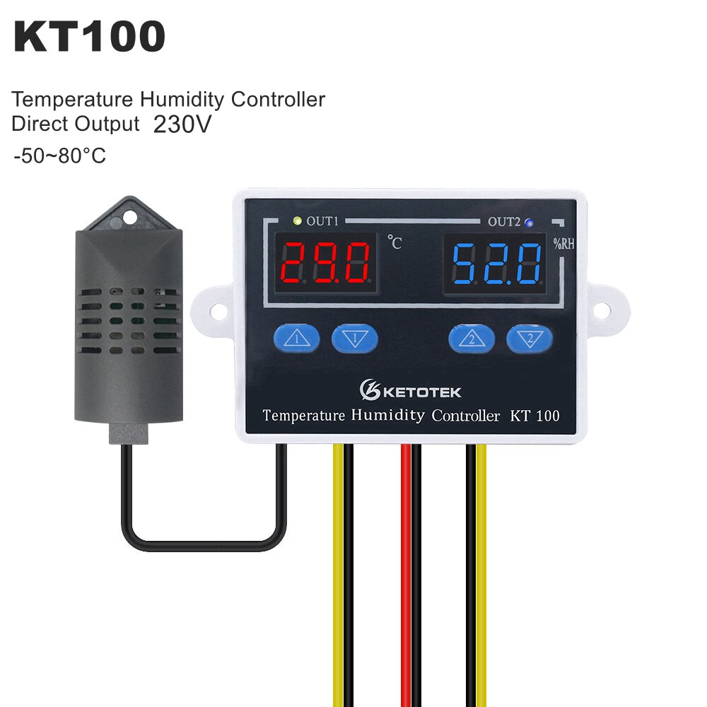 STC-3028 Temperature Humidity Controller Thermostat Regulator Thermometer Hygrometer Control Switch: KT100 230V AC