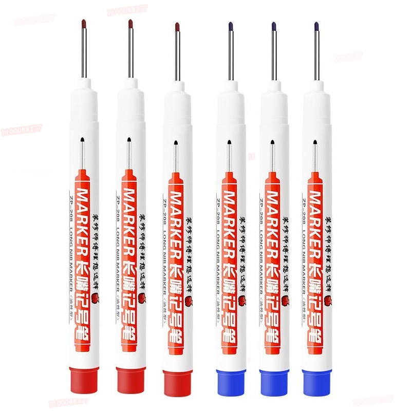Rotulador de Punta larga de 6 piezas, puede agregar tinta, agujero profundo, bolígrafo largo, escribir tinta blanca y negra, posicionamiento de fábrica multipropósito, Punta 0,7-1,0: Verde claro