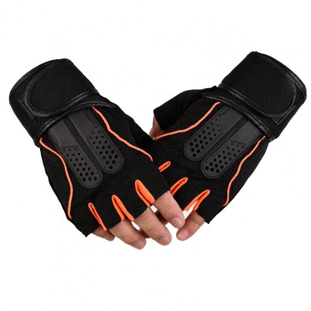 1 Pair Fitness Gloves Anti-Slip Strength Training Half Finger Outdoor Weightlifting Sports Training Gloves for Men and Women: Orange / L
