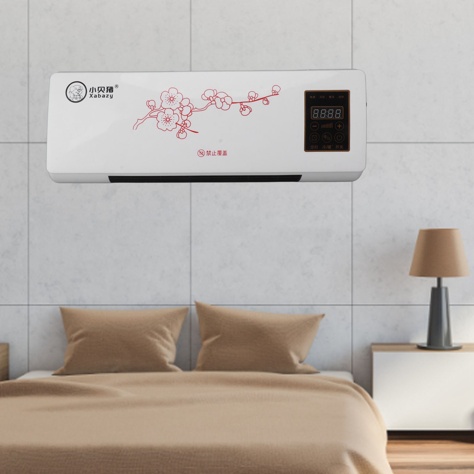 Calentador pequeño, calentador de espacio, ventilador de calefacción montado en la pared portátil y versátil de poco ruido con Control remoto para baño y dormitorio