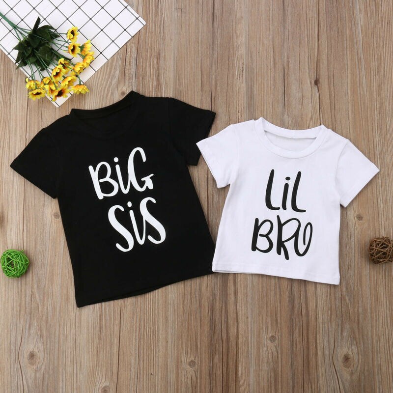 0-6T Kleiner Bruder Große Schwester Kinder Baby Jungen Mädchen Baumwolle T-shirt Sommer Kurzarm Twins Passenden Tops nette t-shirt T