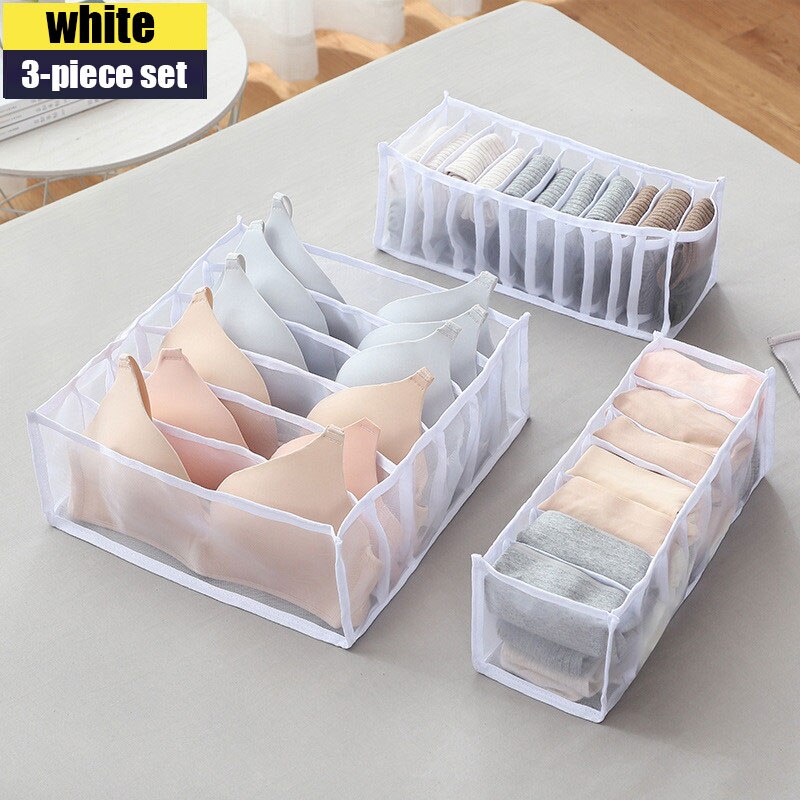 Organizadores de cajones para ropa interior cajas de almacenamiento de sujetadores organizador de armario para ropa organizador de caja organizador de Guardarropa para cosas pequeñas: white 3pcs