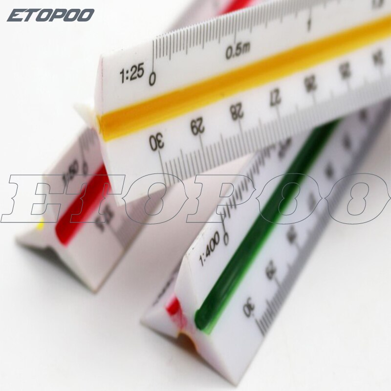1:100/200/250 /300/400/500 Plastic Triangular Ruler Scale Architect Engineers Technical Rule Office School Supplies Tools