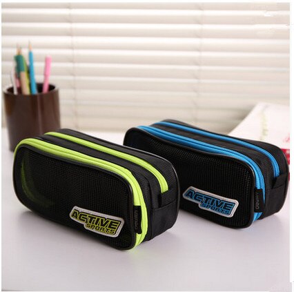 School etui voor student 2 layer mesh briefpapier school tools kinderen jongen potlood doos grote pencilcase schoolbenodigdheden