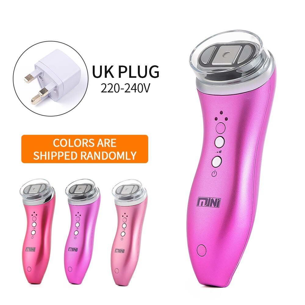 HIFU Ultrasound Bipolar RF Facial Neck Skin Lifting Massager Anti Wrinkle Tightening High-energy Fast Focus Face Beauty Machine: Purple UK PLUG
