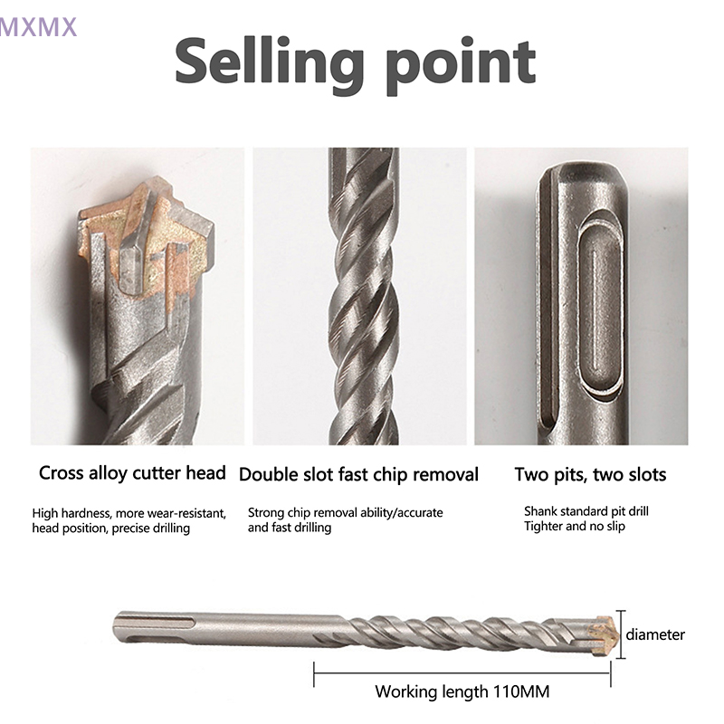 Broca de puntas cruzadas de carburo SDS Plus, 4/5/5, 5/6/6, 5/7/8/9/10/12x110mm, para pared de hormigón, bloque de ladrillo, martillo eléctrico, mampostería