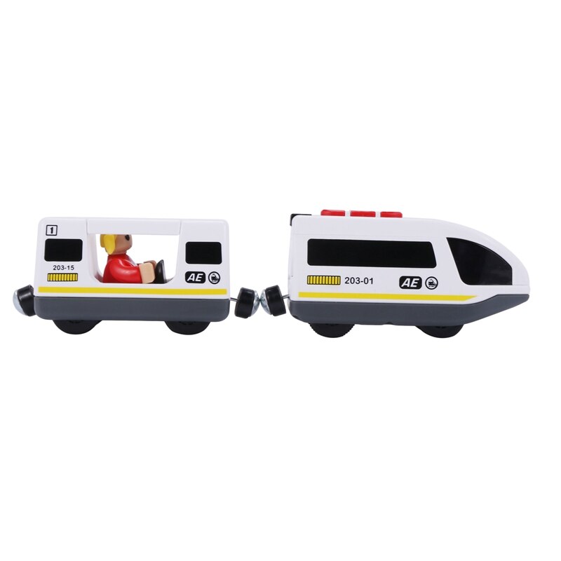 2x remote control electric trains compatible with wooden train track toys