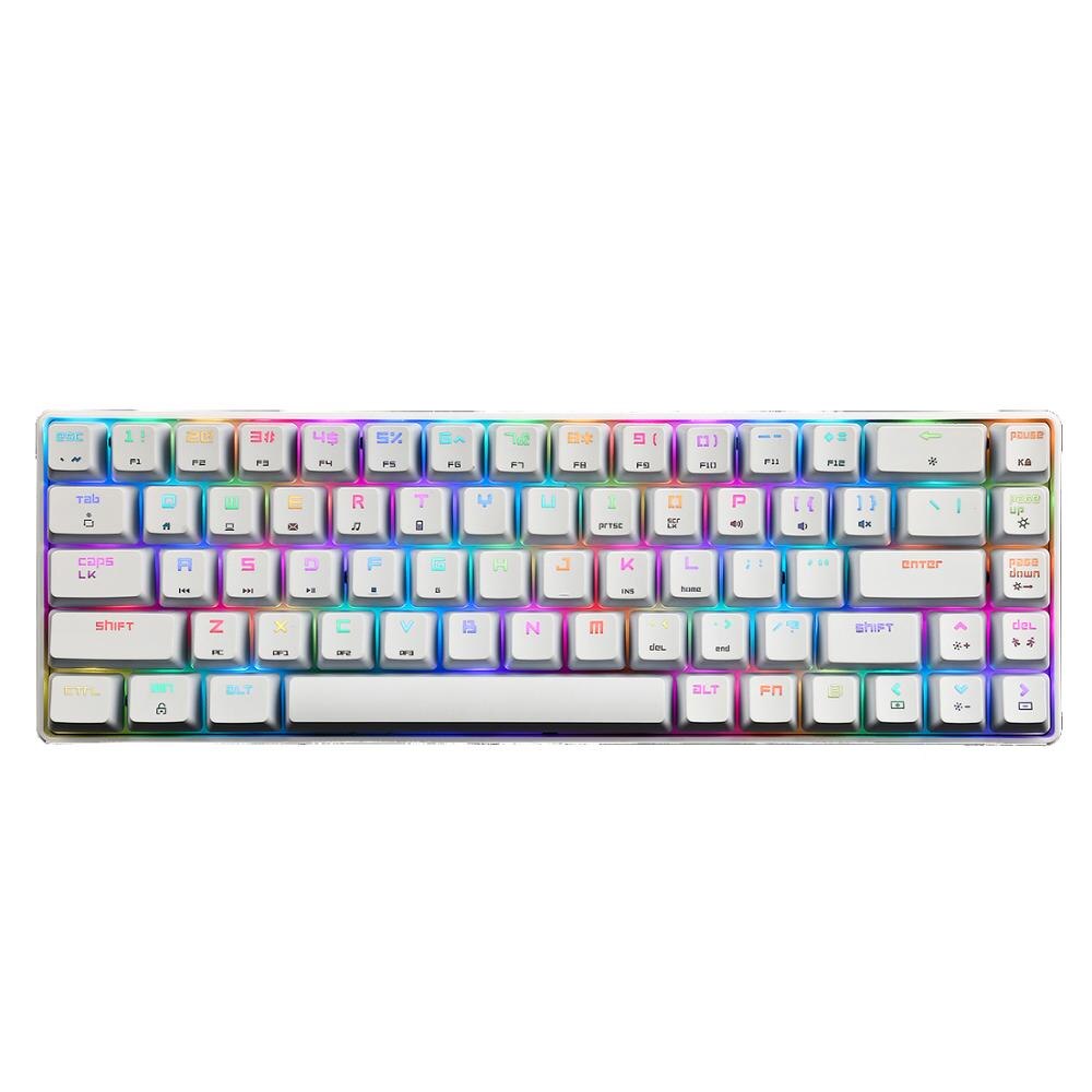 Magic Refiner-Teclado mecánico MK14 RGB para videojuegos, teclado con interruptor azul, rojo y marrón, antighosting, para PC, portátil y trabajo de oficina, 68 teclas: Blanco / Interruptor azul