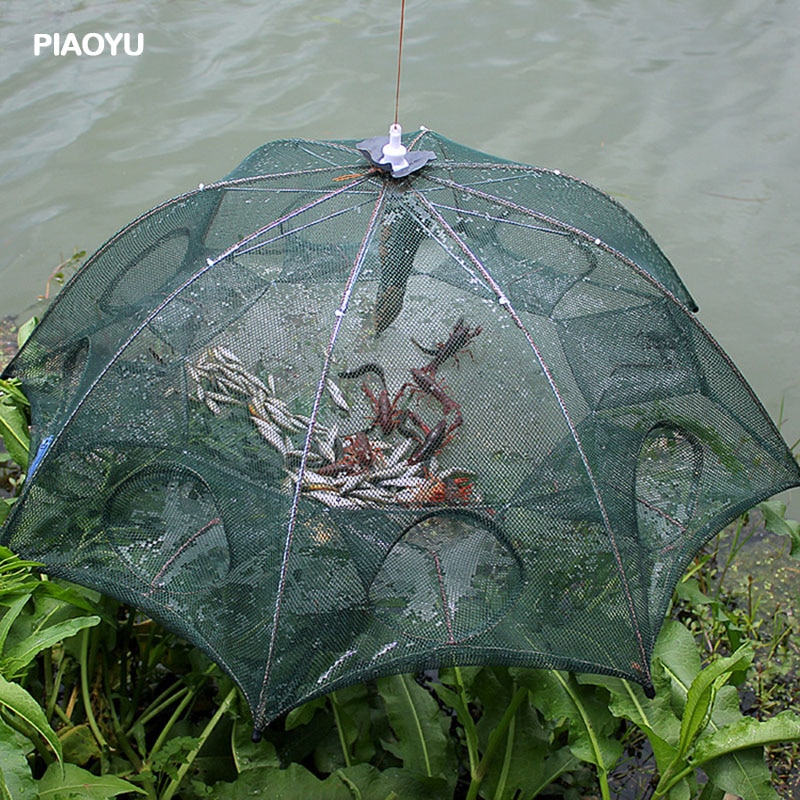 Fishing Net 4-12 Holes Umbrella Automatic Shrimp Cage Nylon Foldable Crab Fish Trap Net Cast Folding Fishing Network