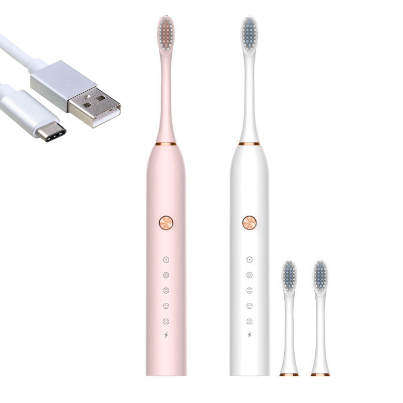 Sonic elektrische tandenborstel USB opladen trillingen zachte bont Vervangbare opzetborstel Volwassen paar GG225