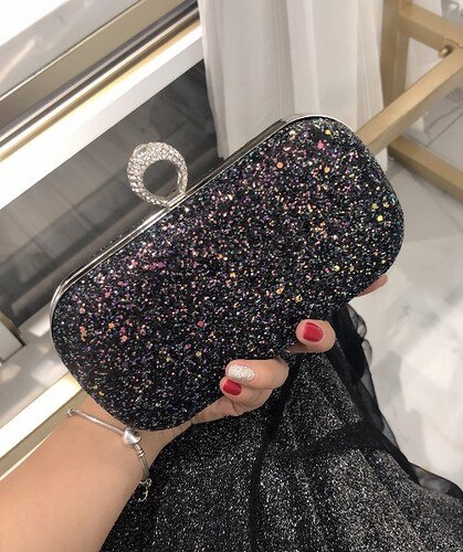 Style Clutch Crystal Women's Bag Tassel Mini Bag Banquet Bag Party Handbag Evening Bag Shoulder Cross-Body: Style Black