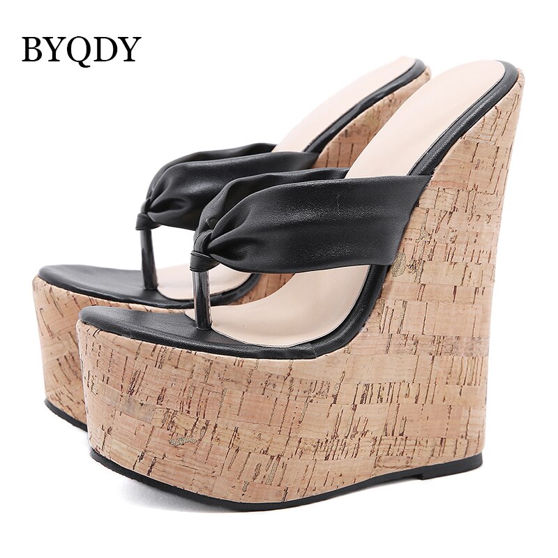 BYQDY Ultra High Heels 18CM Platform Shoes For Woman Simplicity Open Peep Toe High-heel Lady Comfort Wedges Women Pumps Summer