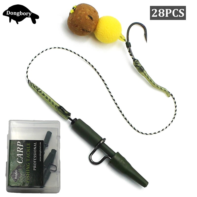 28 pçs conjunto de acessórios de pesca da carpa gancho de carbono pesca rolando giratória carpa isca parar grânulo para equipamento da carpa tubulação equipamento pesca enfrentar kit