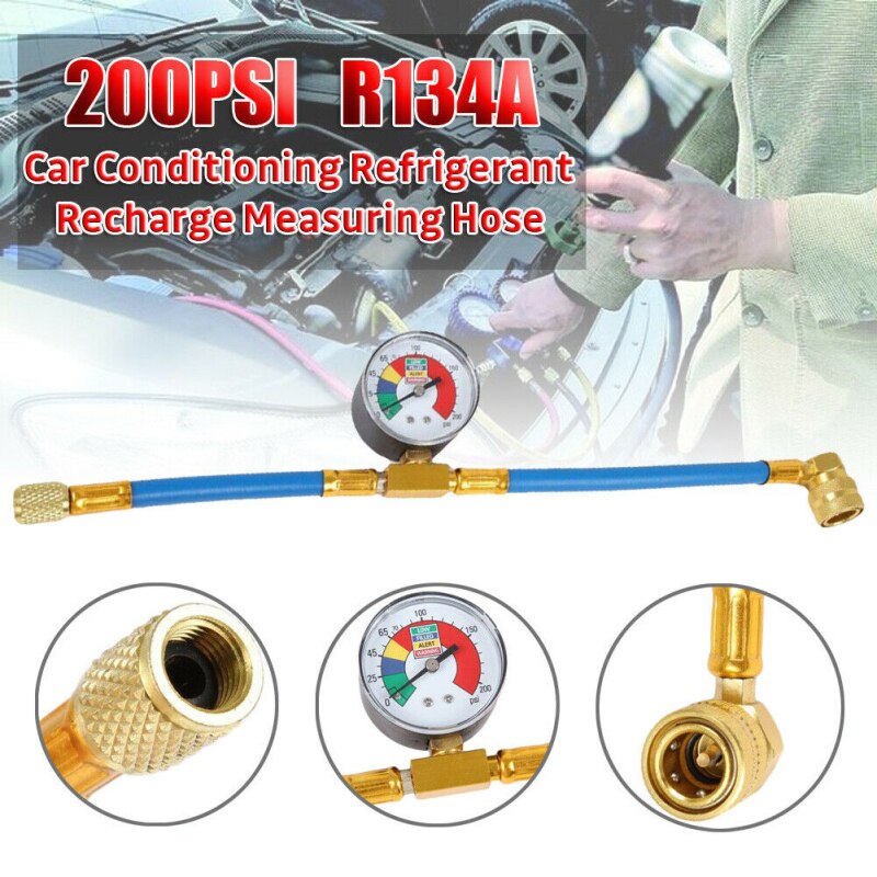 Automobile R134A Air Conditioning Refrigerant Charging Hose With Pressure Gauge Car Air Conditioning Repair Tool Car Accessories: D
