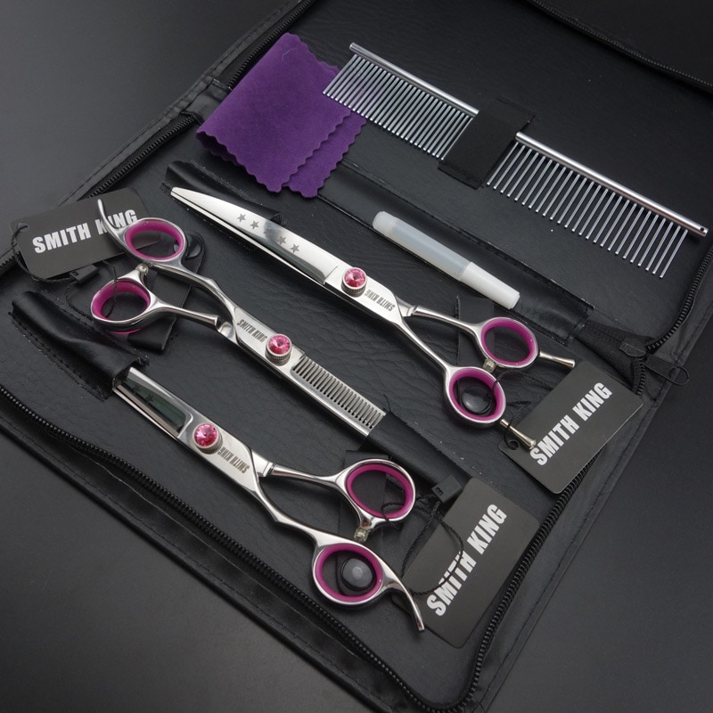 7 inch Left-handed pet grooming scissors Cutting scissor&curved scissor&thinning Shears SUS440C K242