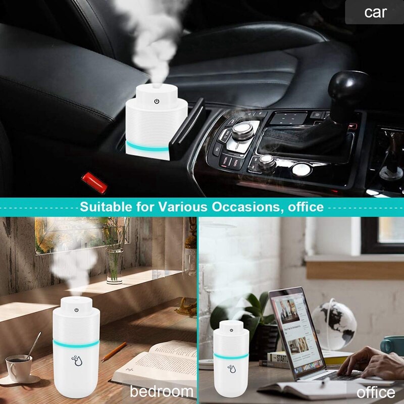 Bildiffusor, kold tåge luft bilfugter luftfrisker usb ultralyds diffuser med 7 slags farve led lys, velegnet til c