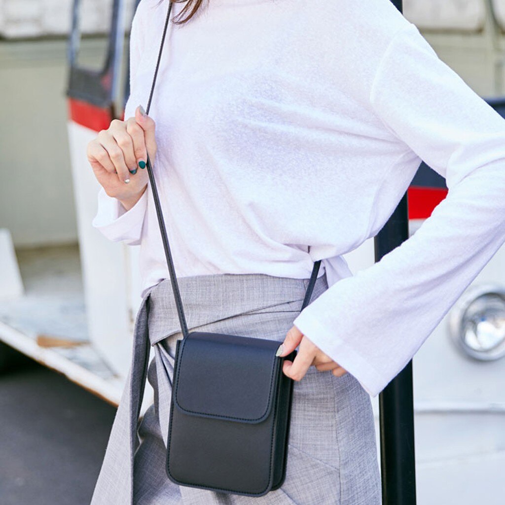 Kvinder farverig lille mobiltelefontaske pu skulder- og messenger tasker dame mini cross-body tasker firkantede tasker clutch #tip