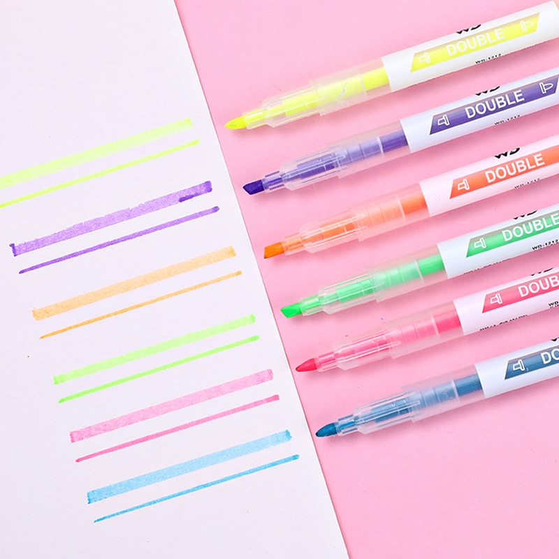 3/6 teile/satz Doppel Kopf Fluoreszierende Marker Stift Nachfüllbar Pastell Zeichnung Stift Für Studenten Schule Schreibwaren Büro Liefert