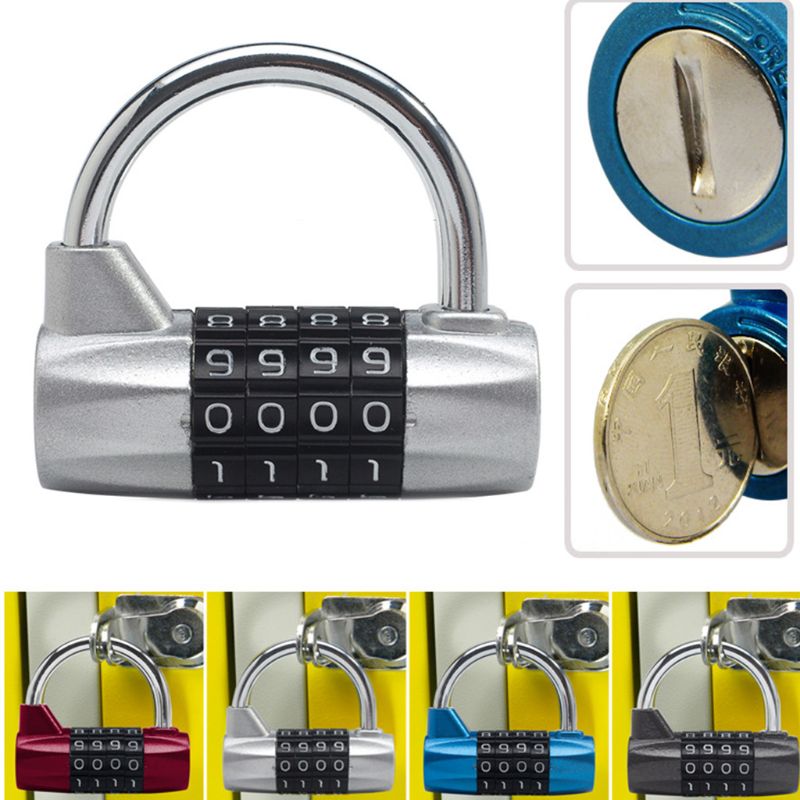 Solid 4-Digit Combination Security Padlock Resettable Lock Alloy Waterproof Keyless Lock Suitable for Sheds Storage Unit