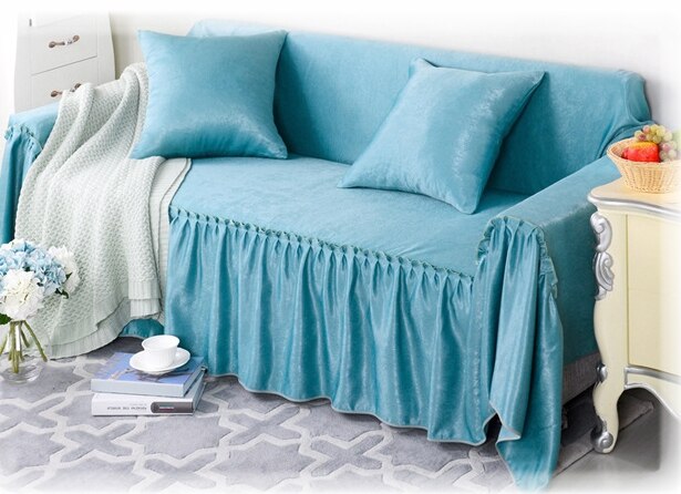 Solid Color Universal Couch Cover for Living Room Furniture Single/Two-seater Sofa Set Slipcovers Four Season: blue / 2-Seater 145x185 cm