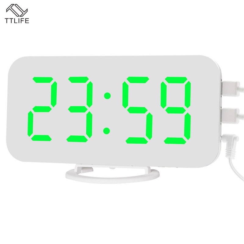 Electric Digital Alarm Clock Mirror LED Display Voice Control Multifunction Snooze Digital Table/Desk Clocks Words USB Charge: 7