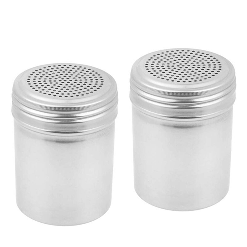 (Set of 2) Dredge Shakers 10 oz, Stainless Steel Spice Shakers Baking/Cooking