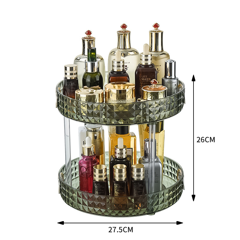 Luxury Dressing Table Cosmetic Rotating Storage Shelf Box Bathroom Desktop Shelf Perfume Skin Care Product Shelf Tray Shelf: Orange