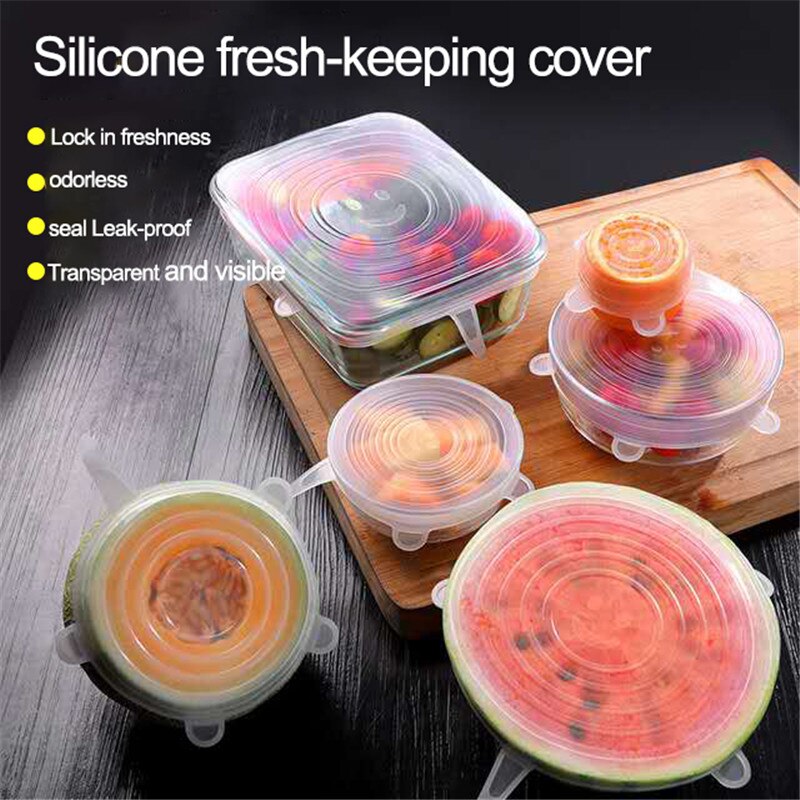BPa Free Silicone Stretch Lid for Different Sizes and Shapes Of Container Freezer Microwave 12 PCs