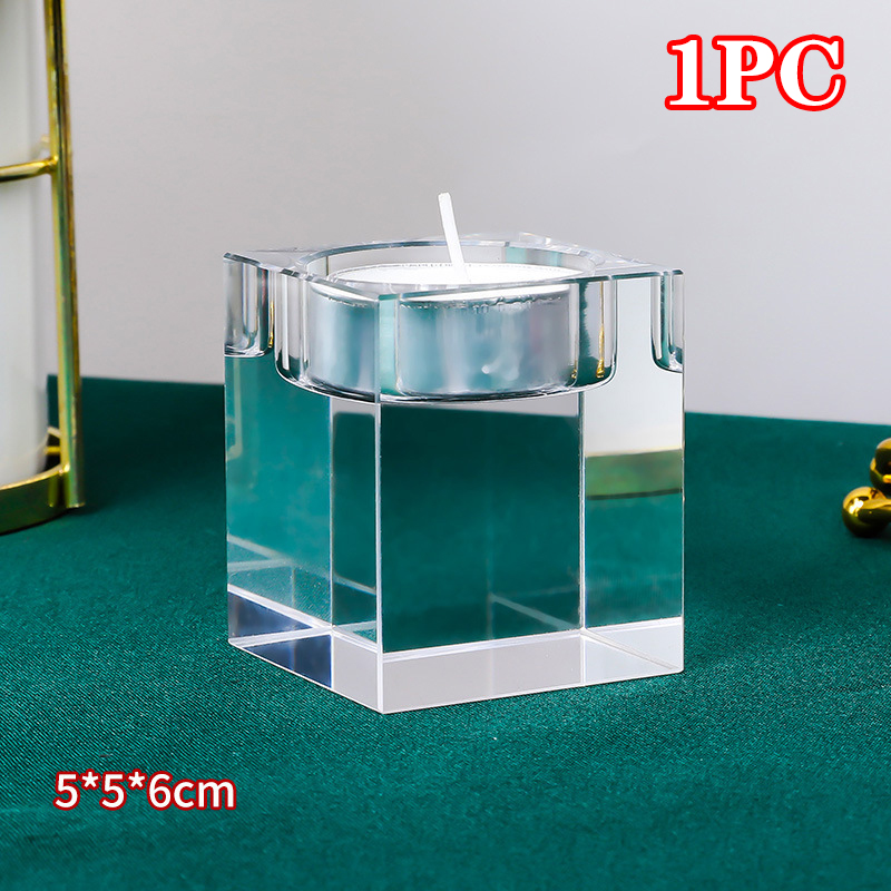 Cubo portavelas de cristal centros de mesa candelabros de cristal decoración mesa votiva soporte de vela, accesorios de decoración del hogar: Plata