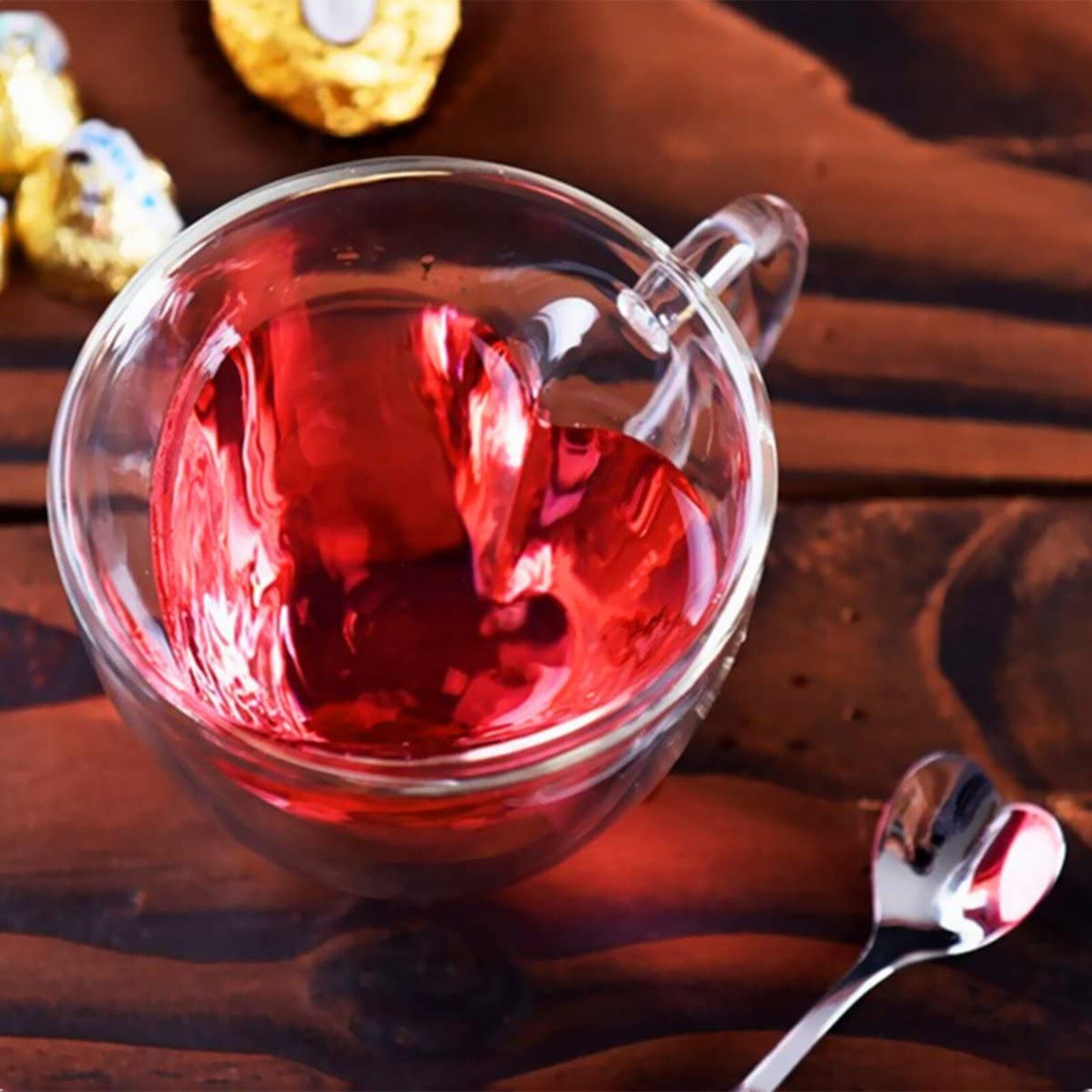 Heart Prevent Scald Cartoon Lovely Double Glass Milk Coffee Cup With Round Mouth Prevent Scald Cartoon Scald Cartoon