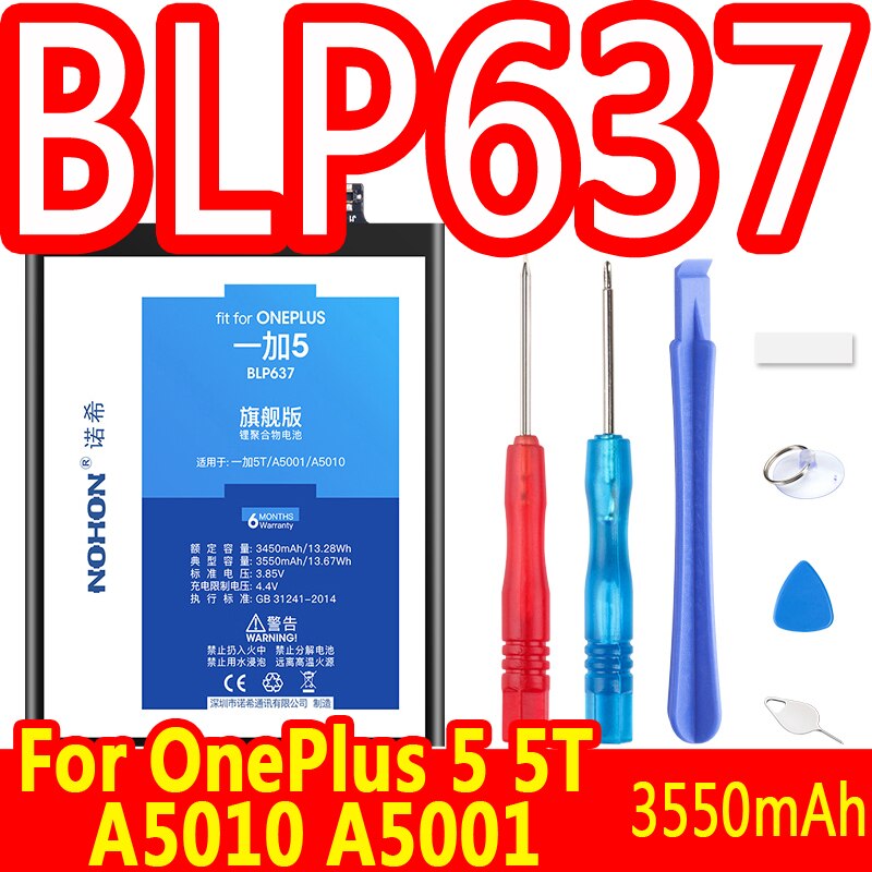 NOHON-batería de litio de repuesto para Oneplus 6T, 7 Pro, 6, 5T, One Plus, BLP685, BLP699, BLP657, BLP637, A6000, A5010: BLP637