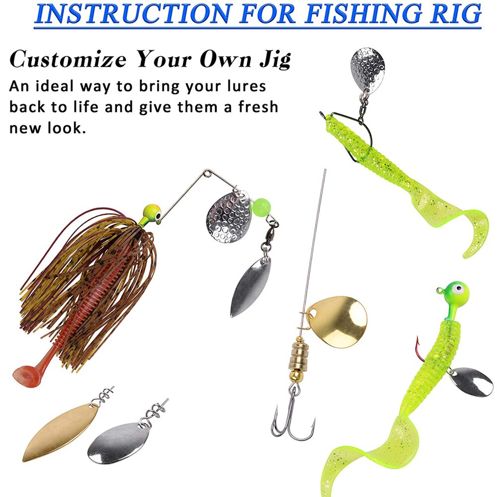 181Pcs/Box Fishing Lures DIY Kit Fishing Spoon Rigs Gold And Sliver Spinner Blade Baits Copper Blades Spinner Bait Tackle