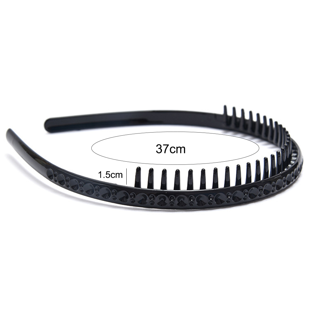 Serre-tête élastique en métal dur, 1 pièce, noir uni, extensible, fin, serre-tête, fermoir, peigne, couronne de dents