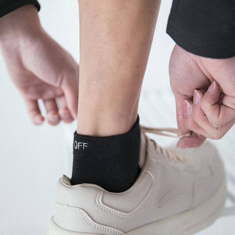 Mannen Sokken Mannen Brief Tij Art Ankle Sokken Off Brief Katoen Zwart Grijs Korte Witte Sokken Man Casual Engels Woorden sok