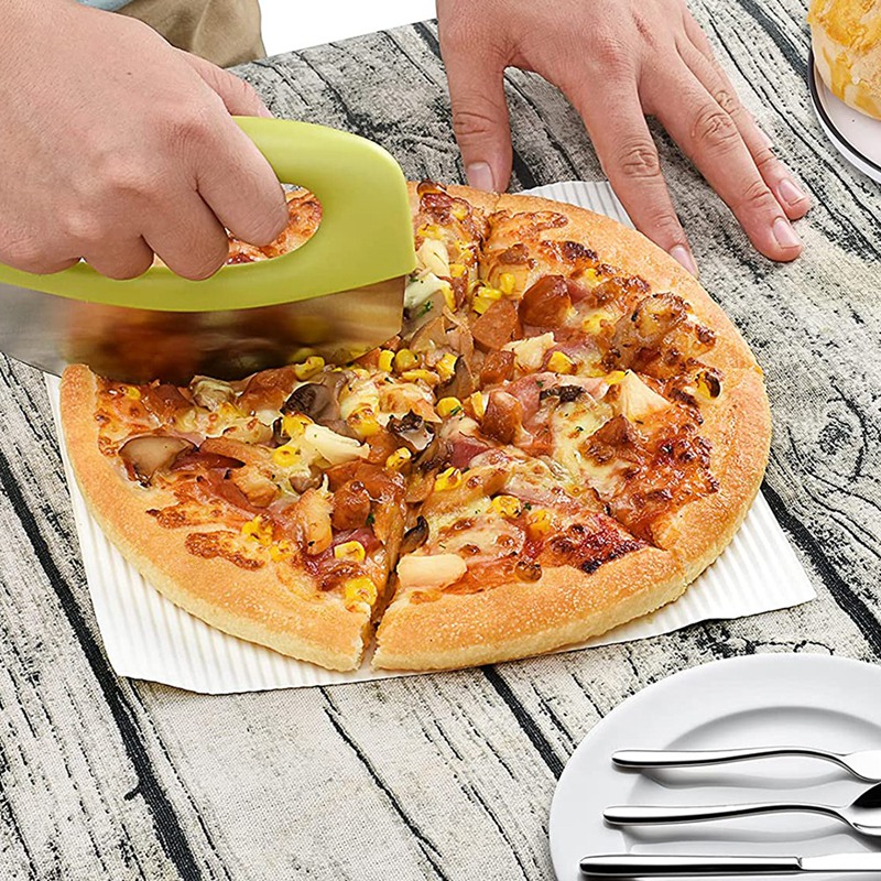 Pizza Cutter Food Chopper-Super Sharp Blade Stainless Steel Pizza Cutter Rocker Slicer With Protective Sheath
