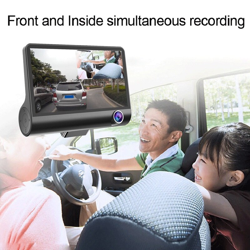 4 inch HD 1080P Three Lens Car Dash Camera Night Vision Cam Video Driving Recorder