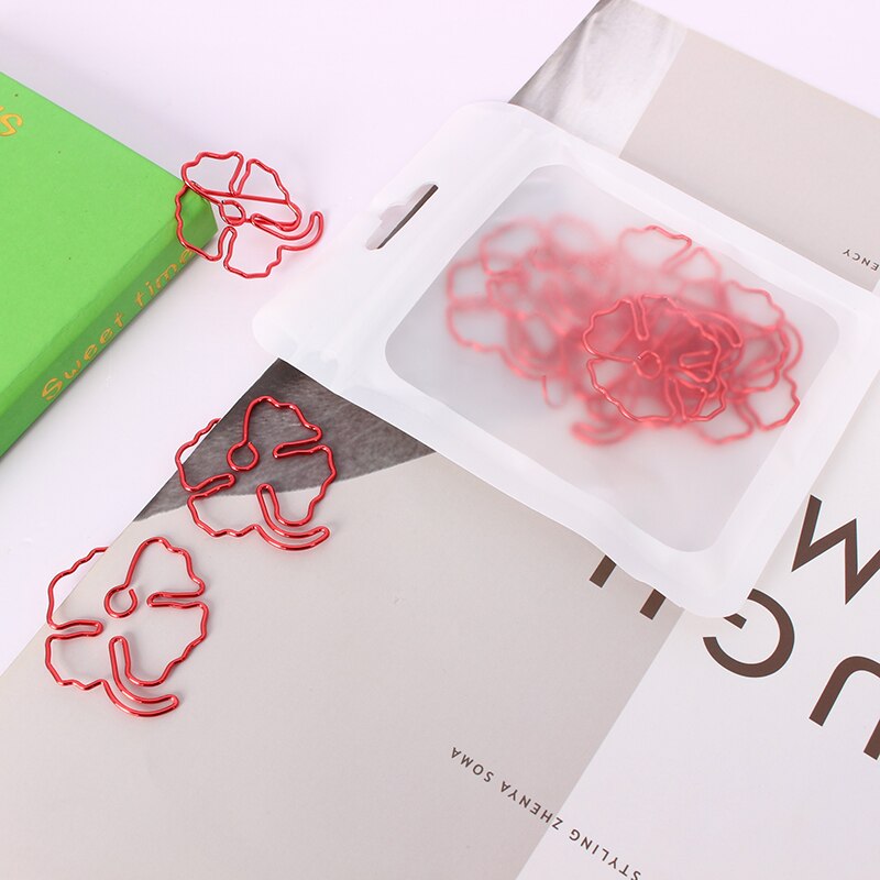 Red Clover Paper Clip Office Supplies Clip Paper Clip Clover Shape Cute Paper Clips Decorative Paperclip Metal Clip De Papel