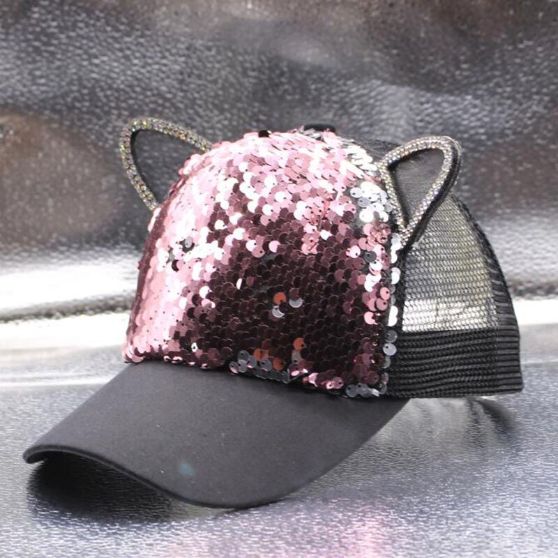 Casquette de Baseball à paillettes pour adultes et enfants, réglable H10,: purple pink / kids 48-52cm
