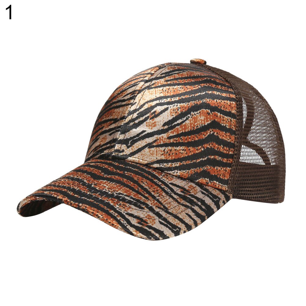 Women Summer Leopard Print Anti UV Ponytail Hat Outdoor Sports Baseball Cap Peaked Hat Ponytail Cap Polyester Baseball Cap: 1