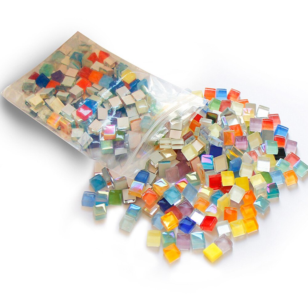 450pcs/lot 1cm Square Cystal Glass Mosaic Tiles Mosaic Stones DIY Hobbies for Children Kids Handmade Art Materials Multi Color
