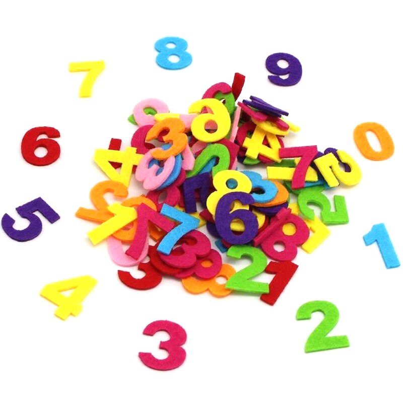 ywzatgits 100pcs/lot Random Mixed Letter Number Polyester Felt Fabric For DIY Toys Cloth Sewing Craft YB0530