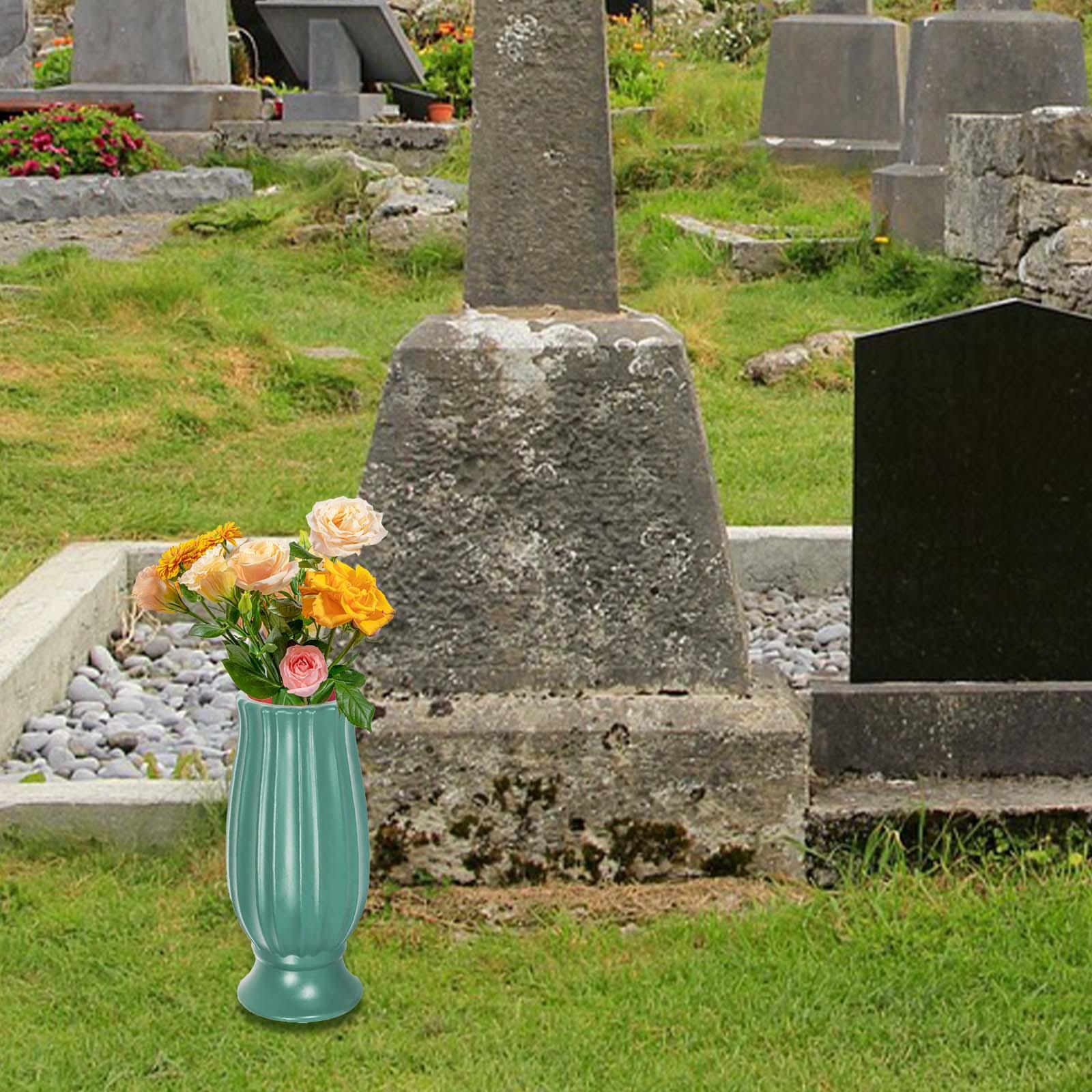 Pp Begraafplaats Vaas Graf Decoraties Aftappen Gaten Bloemen Houder, Memorial Vaas Buiten in Grond Vaas voor Gazon Grafplaats: green